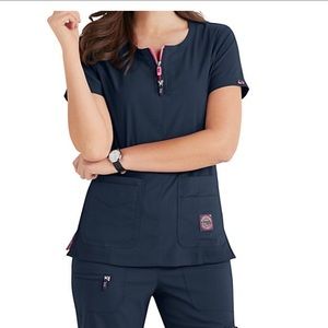 Koi lite serenity double zipper ribbed top